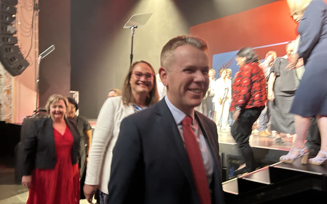 Labour leader Chris Hipkins on the last day of the Labour Party's 2024 annual conference at the Isaac Theatre Royal in Christchurch.
