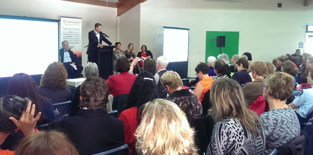 David Cuncliffe announces Labour's family violence package.