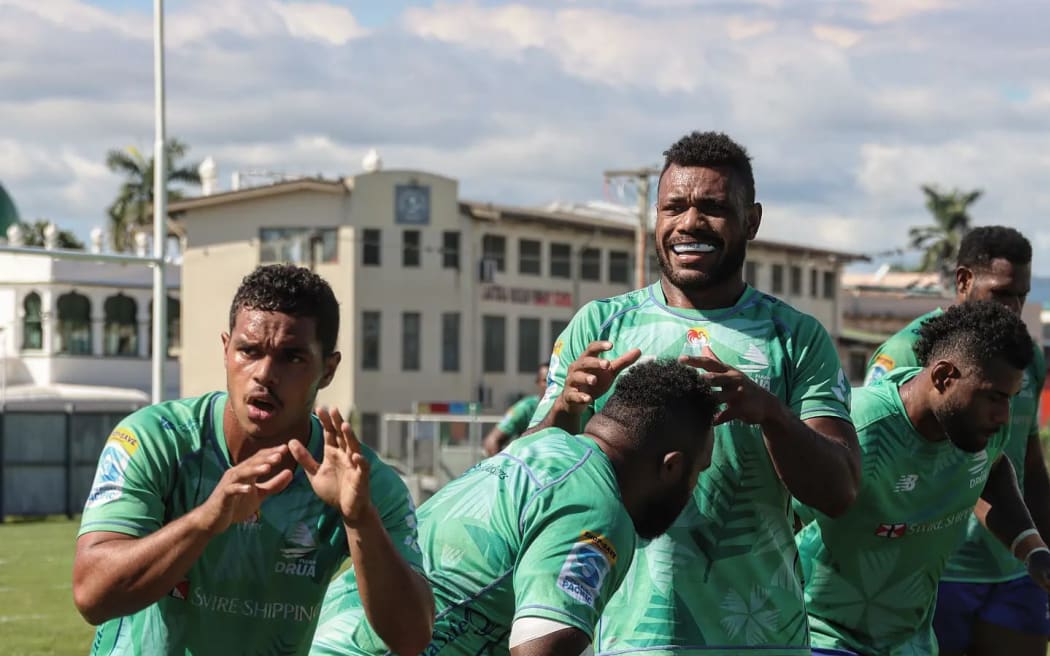 Drua players get ready to face Moana Pasifika