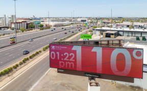 A billboard displays the temperature in Phoenix, Arizona on 16 July, 2023 in Phoenix, Arizona.