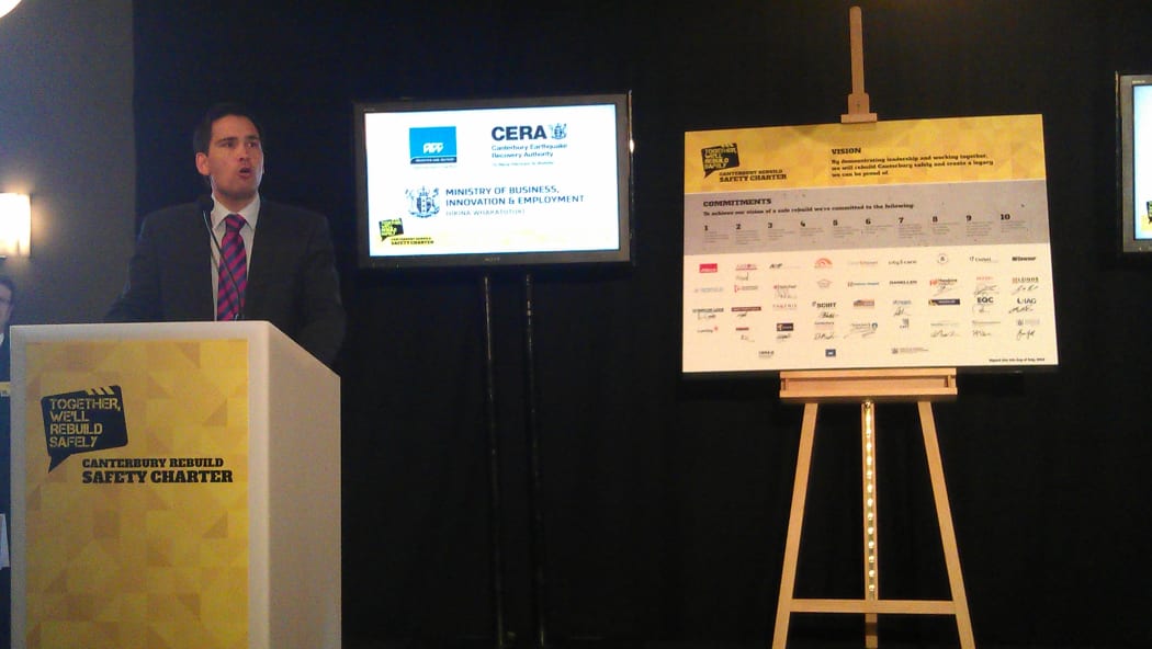 Labour Minister Simon Bridges at the launch.