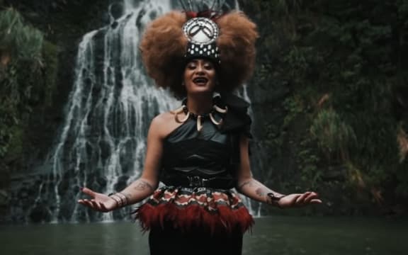 The artist Tree Manu performing the song Afio Ane Loa which was judged the best music video at the Pacific Music Awards in 2021.
