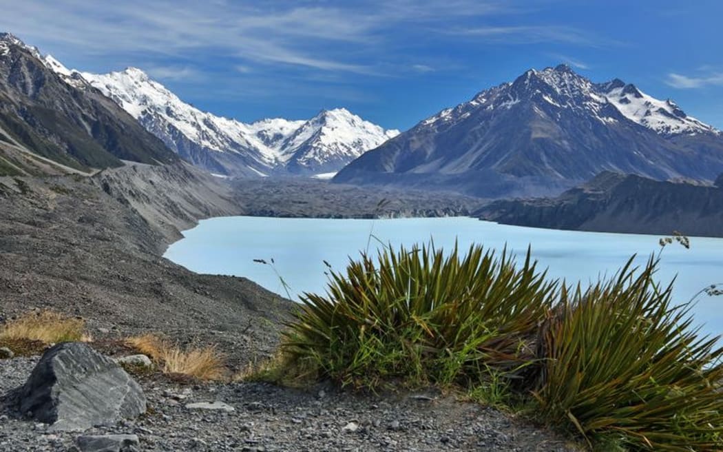 Lake Tasman and the Tasman Glacier in Aoraki National Park.