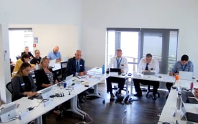 Councillor Pera Paniora (left) wanted to begin the council meeting with a karakia but Kaipara Mayor Craig Jepson (second right) was quick to reject her request.