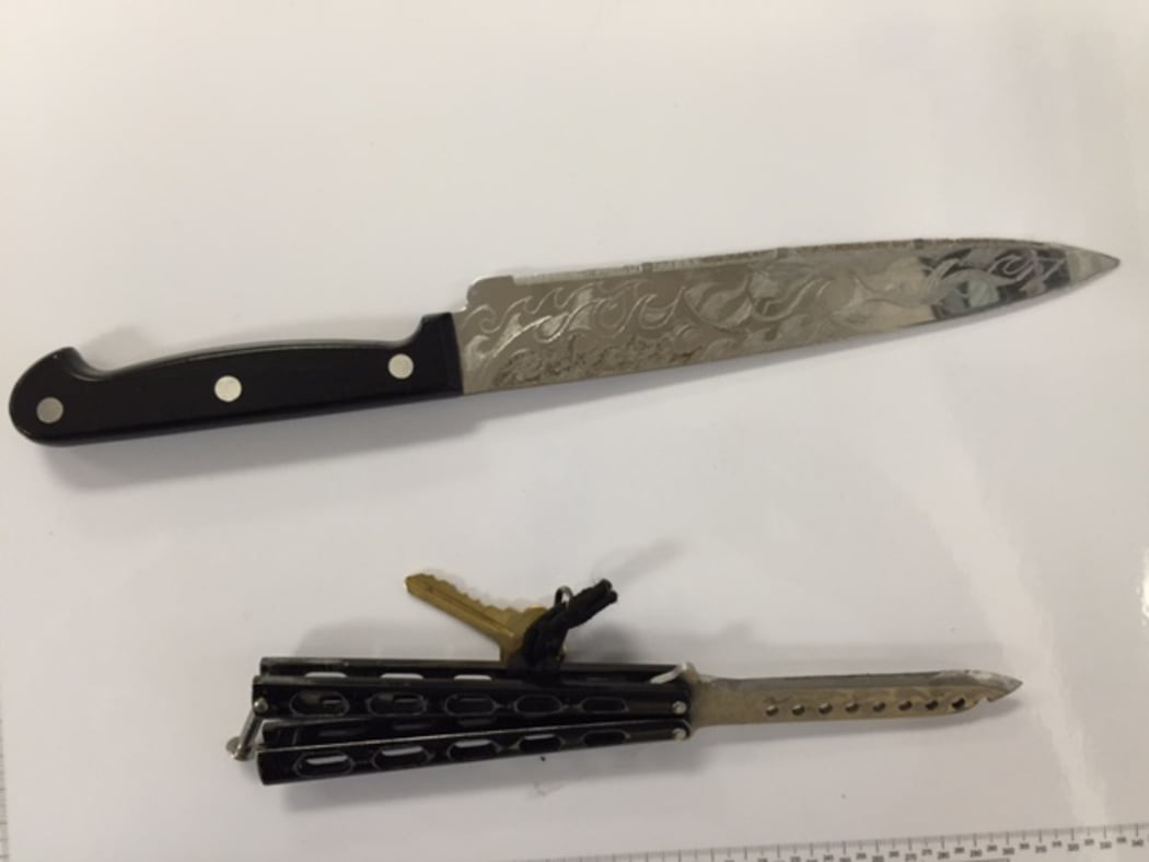 The knives that were found on the suspect.
