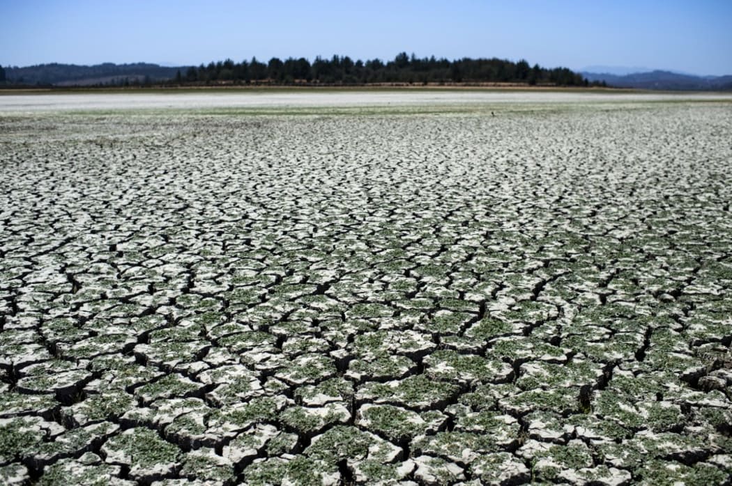 View of a dried area of the Penuelas Lake, in Valparaiso, Chile. Flows of rivers and reservoirs have reached historic minimums in Chile. A severe drought is hitting the country's central area, making local communities more vulnerable to face the coronavirus pandemic.