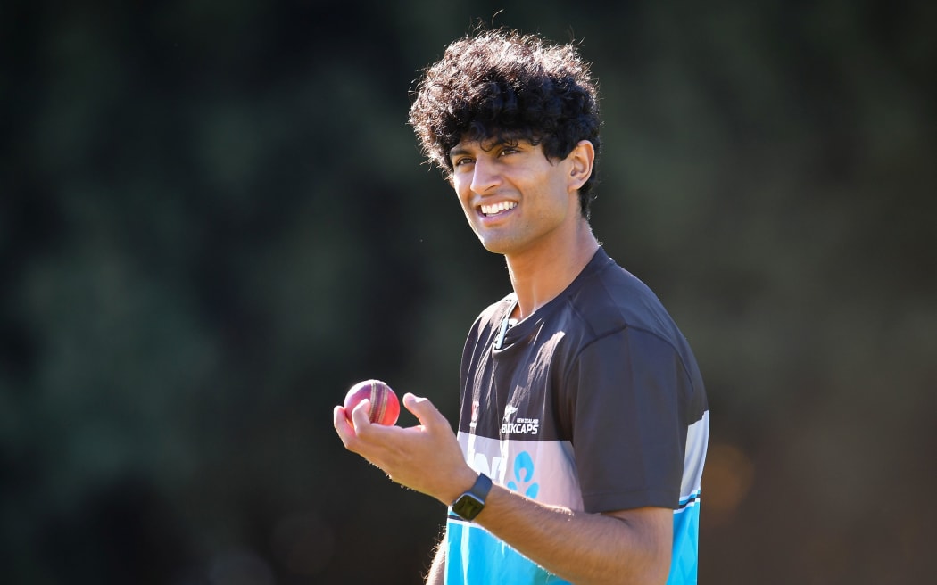 Rachin Ravindra during the Blacks Caps training 2021.