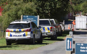Police at the helicopter crash in Paekākāriki Hill