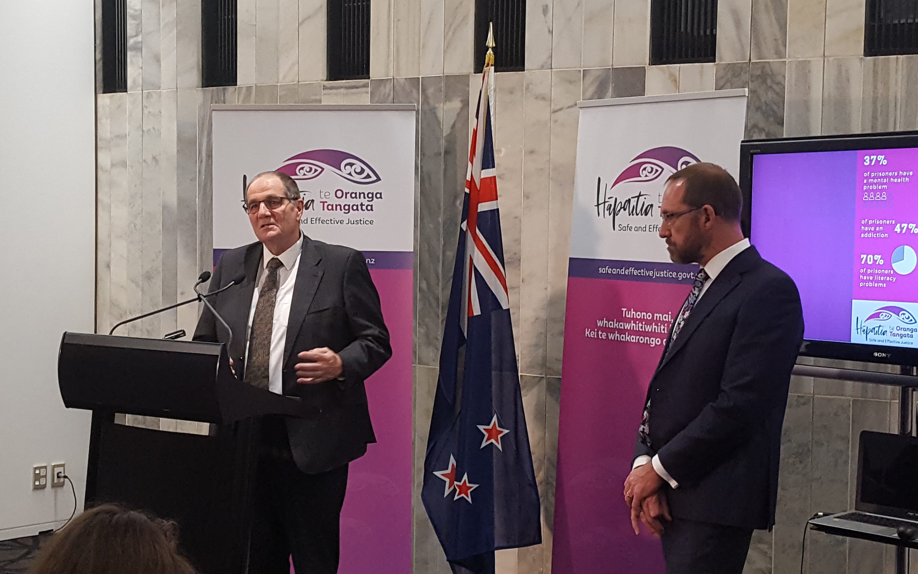 Former National MP Chester Borrows and Justice Minister Andrew Little.