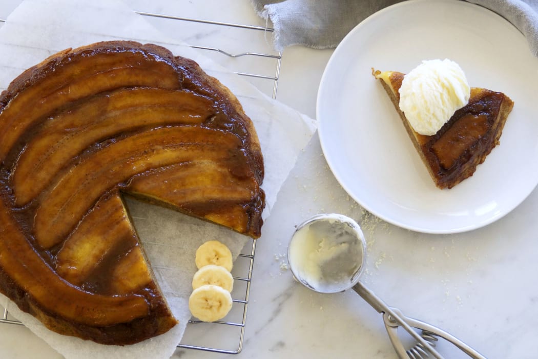 Caramelised banana ginger cake