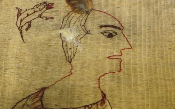 A three-metre harakeke flag held by the British Museum (late 19th-century)