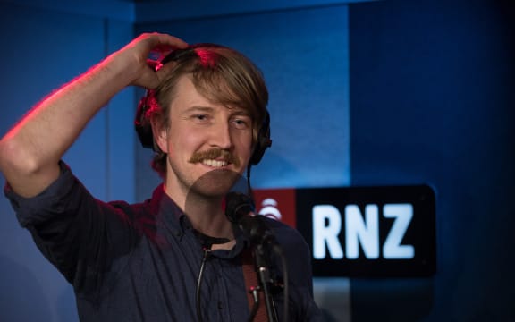 Lawrence Arabia, the artist and composer also known as James Milne, in the RNZ Auckland studio for NZ Live. 20 July 2018.