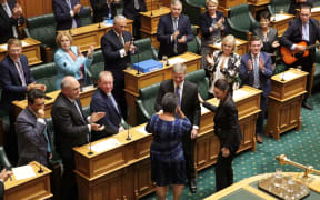 Bill English says farewell after making his valedictory speech in Parliament.