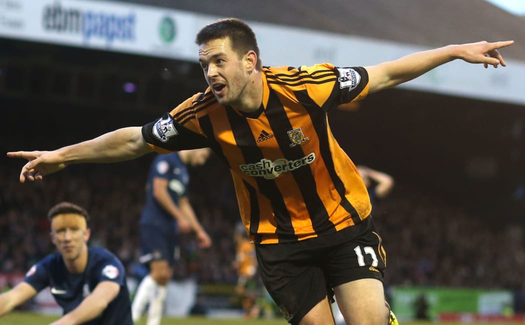 Hull City player celebrates.