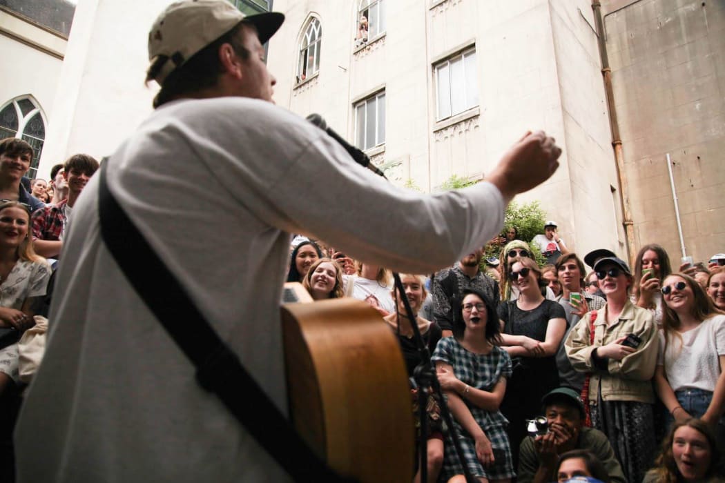 Mac DeMarco performing at Flying Out