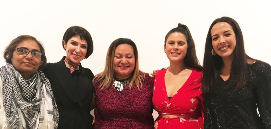 L-R: Farida Sultana, Donna Miles-Mojab, Tuiloma Lina-Jodi Samu, Māni Dunlop, Leigh-Marama McLachlan
