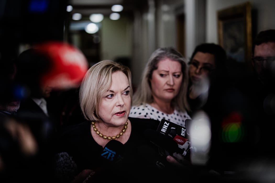 National Party leader Judith Collins speaks to media 21 July 2020 after MP Andrew Falloon resigns.