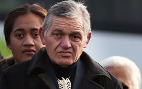 Maori King Tuheitia Paki arriving at a marae near the Whanganui River.