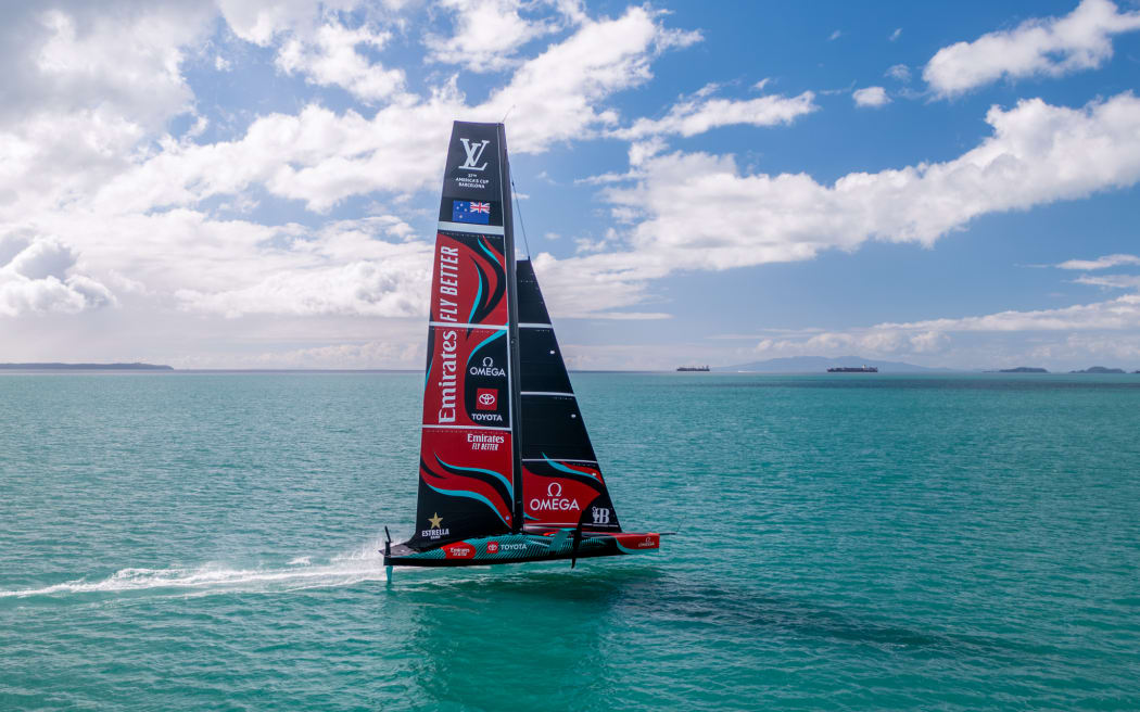 Watch: Team New Zealand christen new America's Cup boat Taihoro | RNZ News