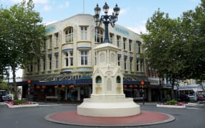 Whanganui CBD. Watt Fountain in the foreground.