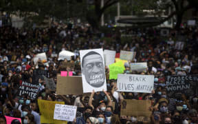 Thousands gathered to march across downtown Houston, Texas on 2 June.