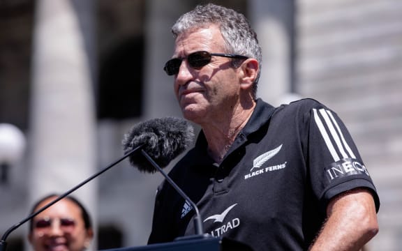 Fans celebrate the Black Ferns at an event at Parliament