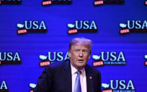 US President Donald Trump at the South Point Hotel Casino and Spa in Las Vegas, Nevada