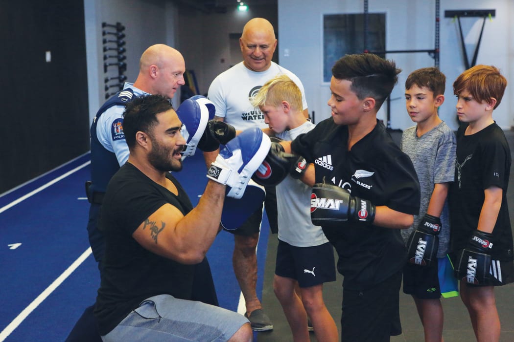 Head boxing coach and ex-Warrior Henry Fa'afili training up some new recruits