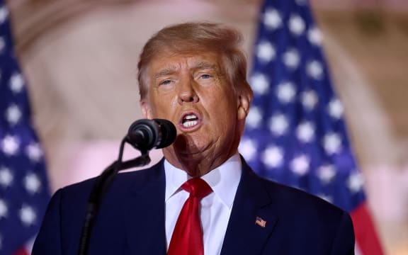 PALM BEACH, FLORIDA - NOVEMBER 15: Former U.S. President Donald Trump speaks during an event at his Mar-a-Lago home on November 15, 2022 in Palm Beach, Florida. Trump announced that he was seeking another term in office and officially launched his 2024 presidential campaign.   Joe Raedle/Getty Images/AFP (Photo by JOE RAEDLE / GETTY IMAGES NORTH AMERICA / Getty Images via AFP)