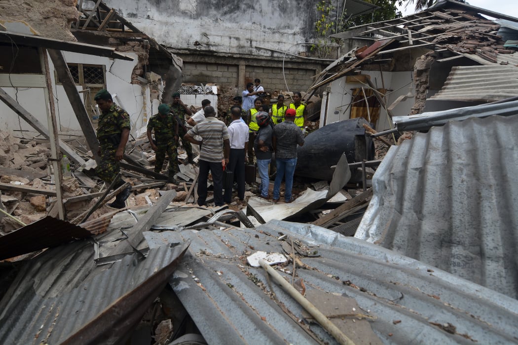 A view of blast site near the Dehiwala zoo, near Colombo, Sri Lanka, on Easter Sunday April 21, 2019.