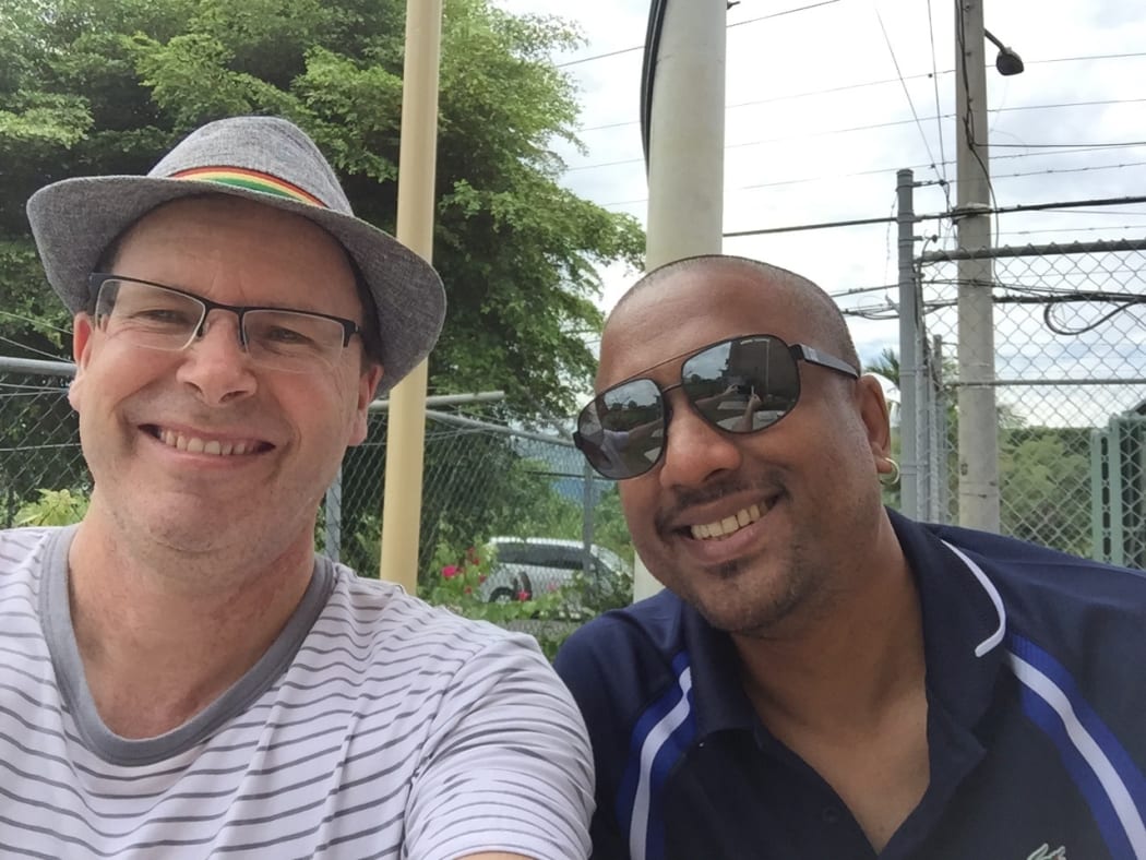 RNZ CEO Paul Thompson and Trinidad journalist Mark Bassant, during Paul's recent trip to Montego Bay, Jamaica.