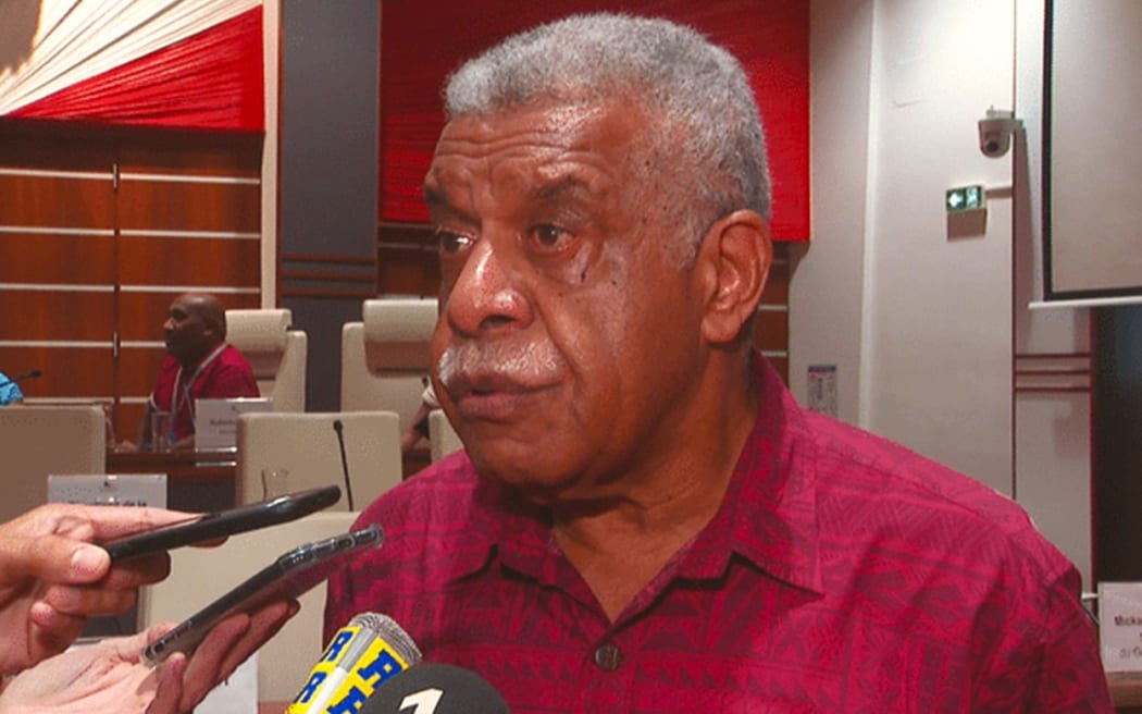 New Caledonia’s President Louis Mapou speaks to local media