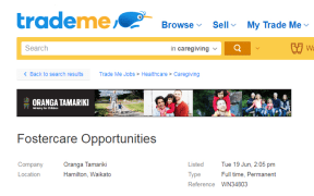 An advertisement from Oranga Tamariki on Trade Me.