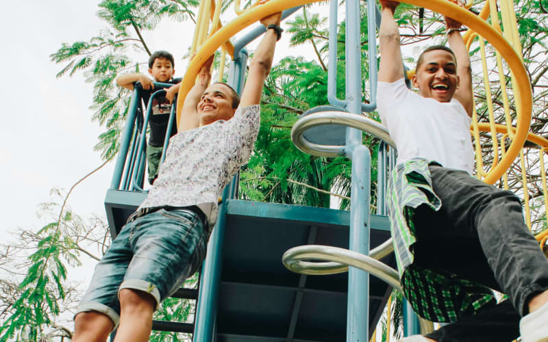 Adults at the playground.