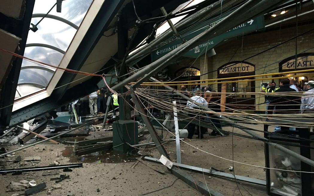 Part of the roof at the Hoboken terminal collapsed after the crash.