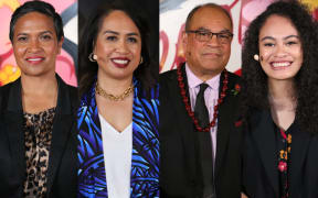(From left) Independent candidate Luella Linaker, National's Fonoti Agnes Loheni, Labour candidate Aupito William Sio and the Greens' Lourdes Vano,