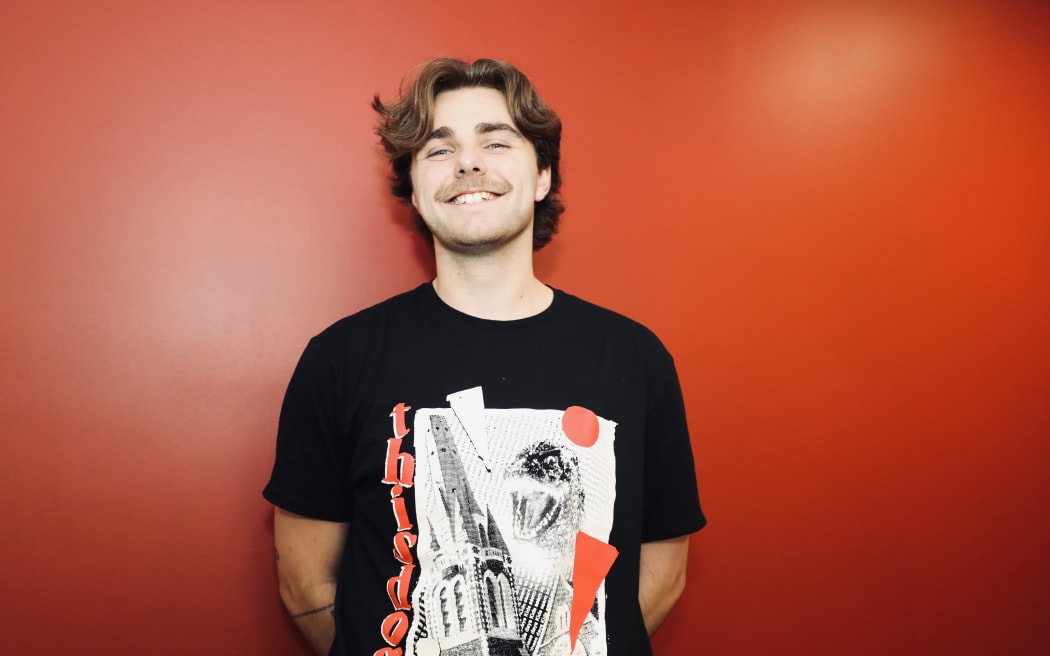 Ben Pierce wearing a NZ music T-shirt for NZ Music T-shirt Day 2024
