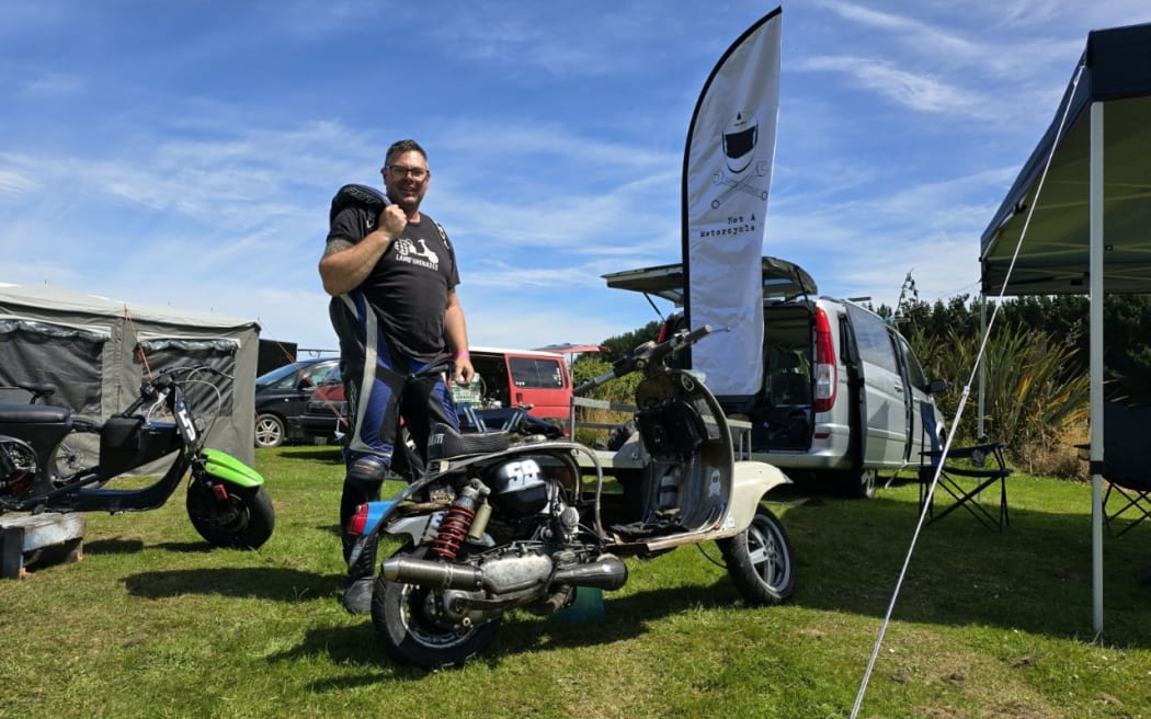 Mike Salmon and his modified 1959 Lambretta.