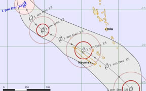 Tracking map for Tropical Cyclone Ruby, a category one cyclone.