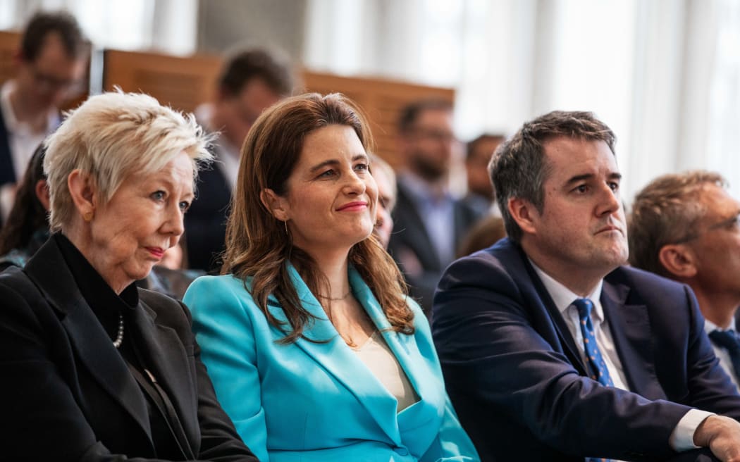 Nicola Willis and Chris Bishop at the coalition government's policy and ministerial reveal on 24 November, 2023.