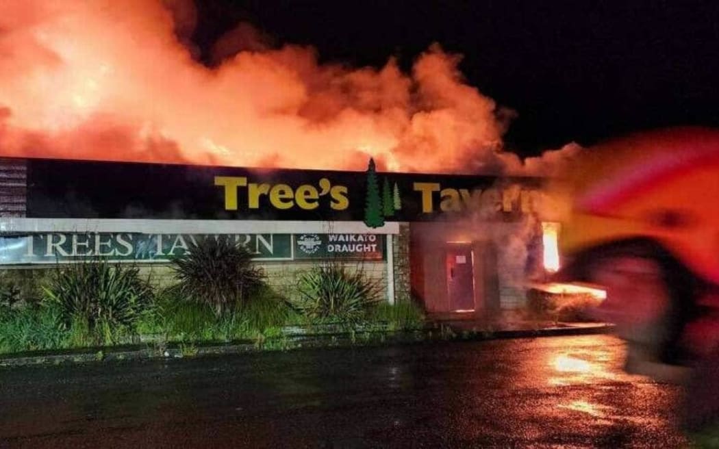 Tokoroa's Trees Tavern pub building gutted in fire at about 2am on 19 November 2023.