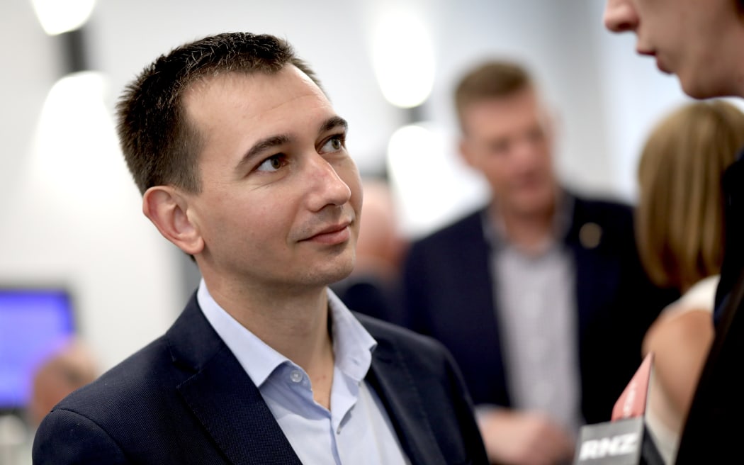 Incoming Health Minister Simeon Brown speaks to media at the National Party caucus retreat in Hamilton