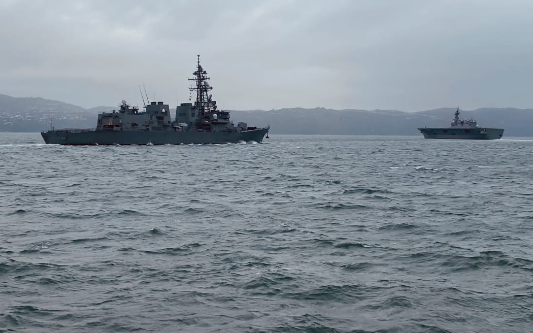 The ships arriving in Wellington Harbour on Friday.