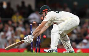 Cameron Green is bowled out by England bowler Brydon Carse on day two of the second Ashes test.