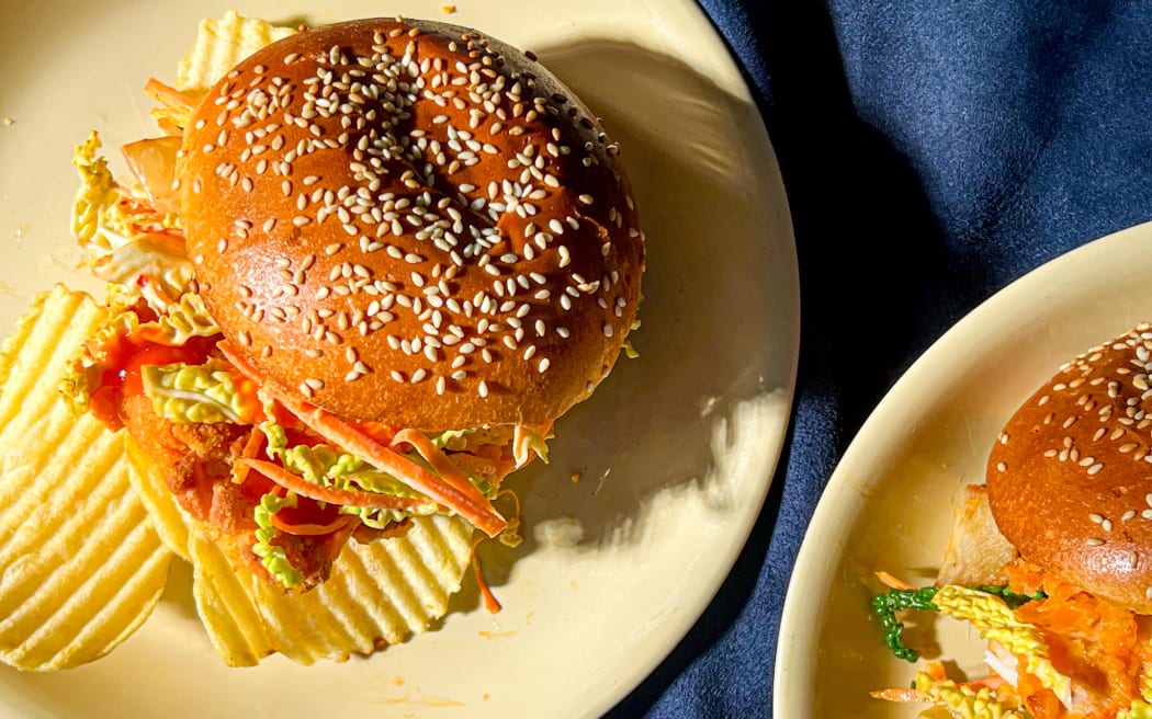 Sam Parish's Shake and Bake Kimchi Chicken Burgers