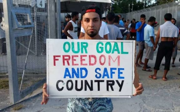 A refugee during the 98th day of protest, 6-11-17.