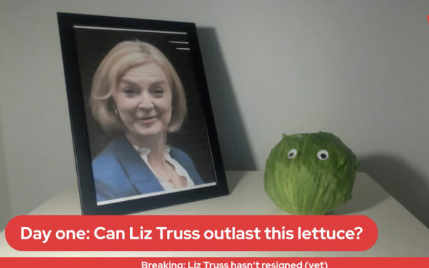 British Prime Minister Liz Truss and a lettuce.