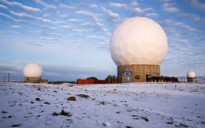 Pituffik Space Base, formerly Thule Air Base, with the domes of the Thule Tracking Station, is pictured in northern Greenland on October 4, 2023. The base changed its name in early 2023. The reason for the new name is, among other things, that the base is no longer staffed by people from the US Air Force, but instead from the US Space Force, which was established in December 2019.