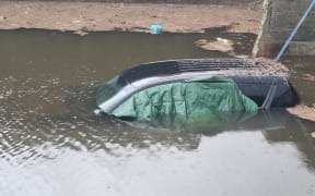 Eltham's Bulmo Bulmer's Mitsubishi Outlander has been submerged on an empty lot at the corner of Bridge and Stanners Streets.