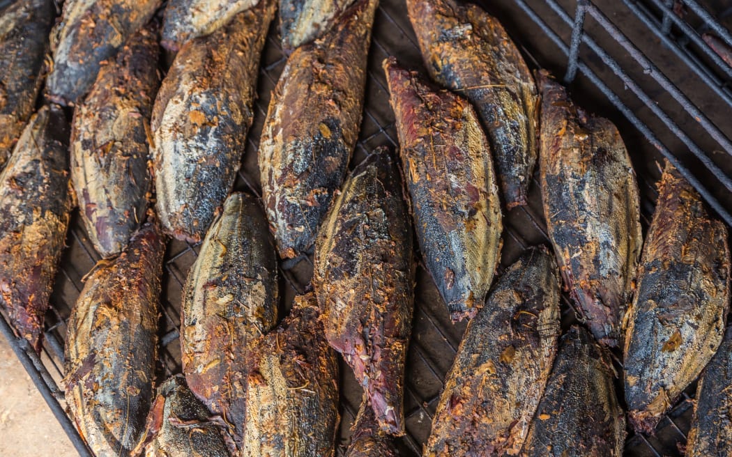 Fresh cook katsuobushi - smoked skipjack Tuna.